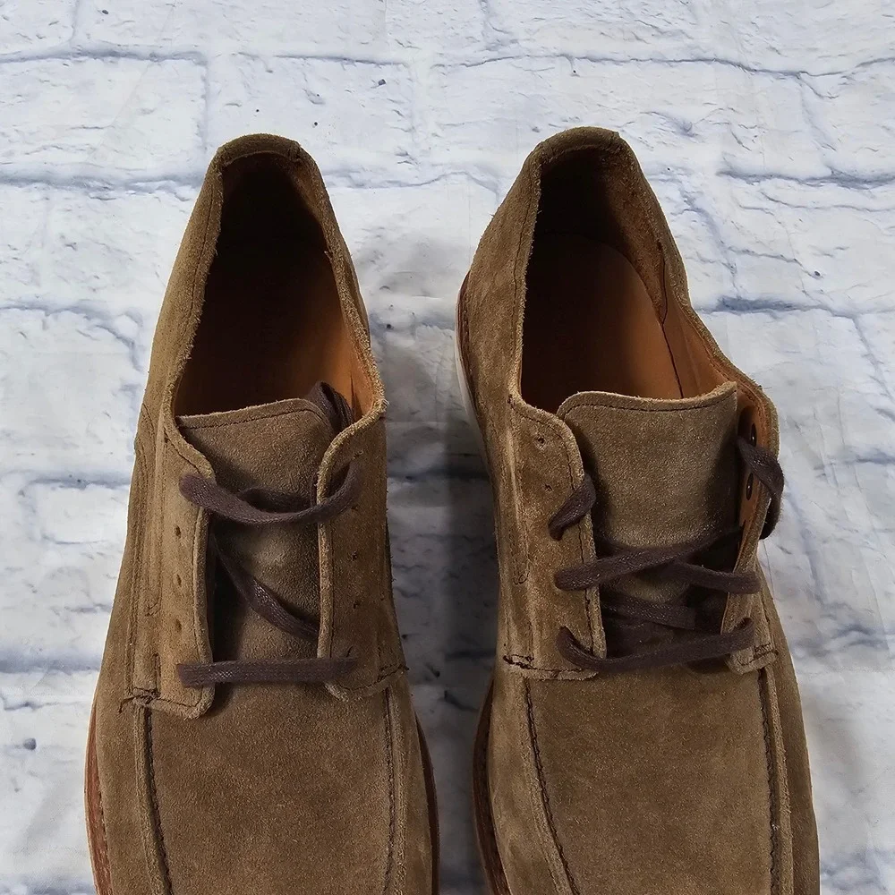 Allen Edmonds Waylon Suede Moc Derby Mens 9.5 Olive Brown Italian Leather Shoes